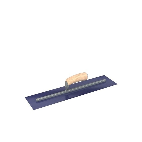 Ultra Flex Blue Steel Finishing Trowel - Sqaure End - 20" x 5" with Camel Back Wood Handle